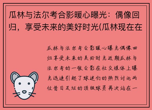 瓜林与法尔考合影暖心曝光：偶像回归，享受未来的美好时光(瓜林现在在哪个球队)